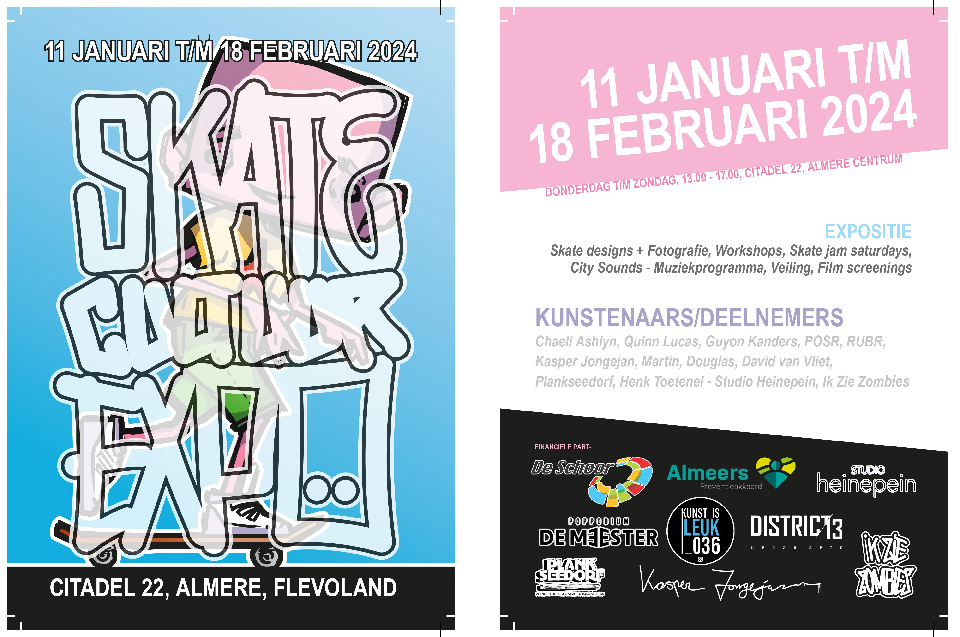 Skate Culture Expo January 11th to February 18th, 2024 Kunst is Leuk, Citadel 22, Almere Centrum